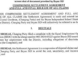 Screen shot from a document provided by Bryan ISD.