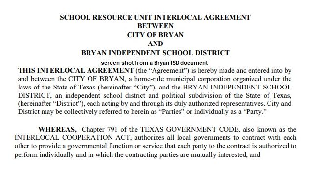 Screen shot from a Bryan ISD document.