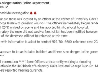 Screen shot from the College Station police department's Facebook page.