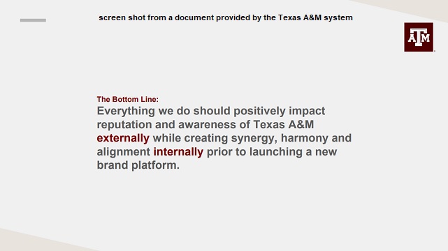 Screen shot from a document provided by the Texas A&M system.