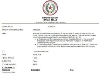 Screen shot from an online Brazos County document.