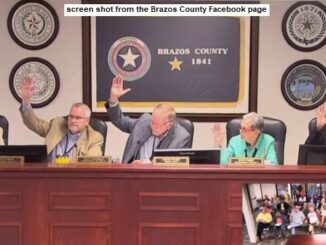 Screen shot from the Brazos County Facebook page showing the 4-1 vote approving the proposed property tax rate vote during the August 27, 2024 county commission meeting.