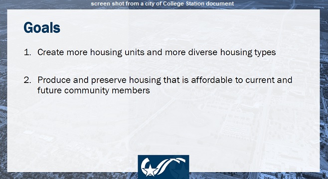 Screen shot from a city of College Station document.