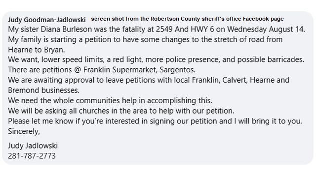 Screen shot from the Robertson County sheriff's office Facebook page.