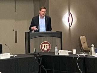 Texas A&M athletics director Trev Alberts speaking during an A&M system board of regents workshop meeting on August 1, 2024.