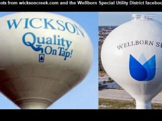 Screen shots from (L) wicksoncreek.com and (R) the Wellborn Special Utility District facebook page.