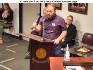 Screen shot from the Brazos County Facebook page of Thomas Cavaness speaking at the September 24, 2024 county commission meeting.