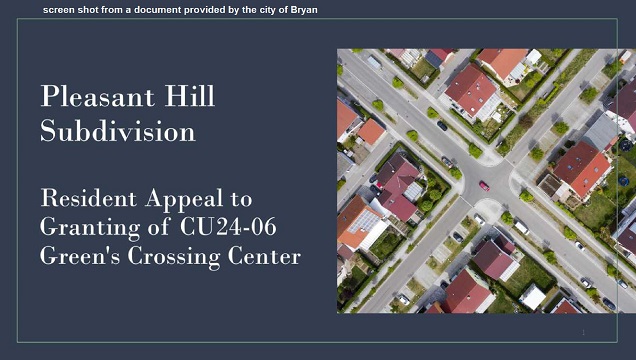 Screen shot from a document provided by the city of Bryan.