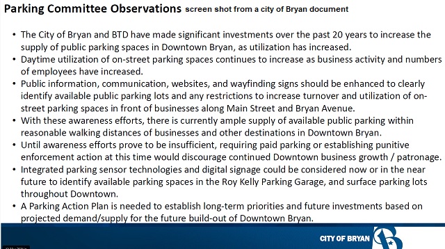 Screen shot from a city of Bryan document.