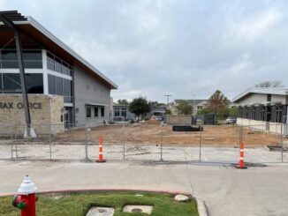 Photo taken October 30, 2024 of the area where drainage repairs were made between the Brazos County tax office and extension office.