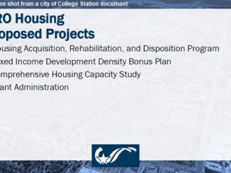 Screen shot from a city of College Station document showing options if the city is awarded federal housing grant money.