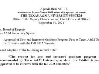 Screen shot from a Texas A&M university system document.