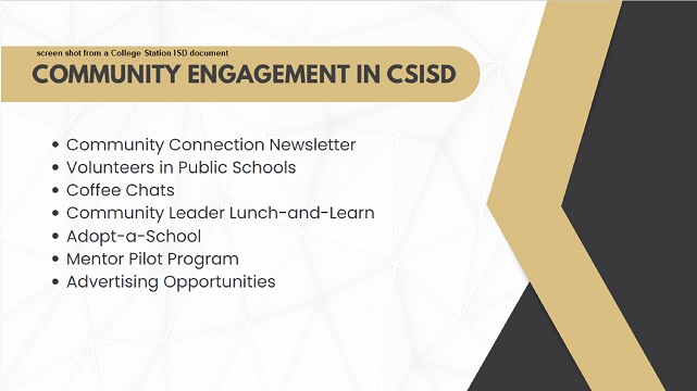 Screen shot from a College Station ISD document.