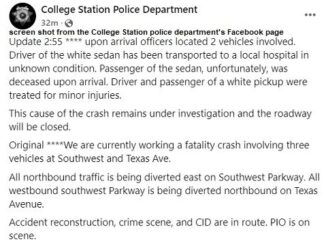 Screen shot from the College Station police department's Facebook page.