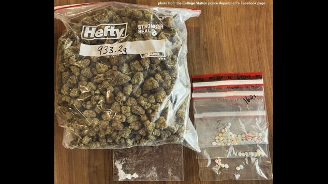 Photo from the College Station police department's Facebook page, showing the drugs that were seized during a search of a Bryan home that led to the arrests of John Pilkey and Bobbie Jones of Bryan.