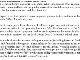 Screen shot from a letter provided by Governor Abbott's office.