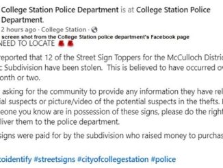 Screen shot from the College Station police Facebook page.