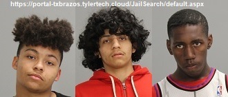 Photos of (L-R) Tag Radford, Adrian Zantos-Covarrubias, and Treylyn Nutall from https://portal-txbrazos.tylertech.cloud/JailSearch/default.aspx