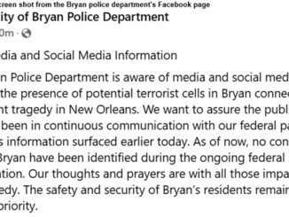 Screen shot from the Bryan police department's Facebook page.