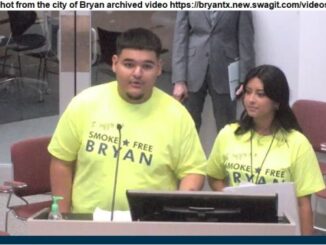 Screen shot of (L-R) Jonathan Ferrazas and Gabriela Garcia from the city of Bryan archived video https://bryantx.new.swagit.com/videos/325776