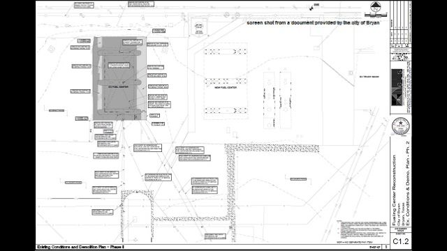 Screen shot from a document provided by the city of Bryan showing the layout of the fuel island project at the municipal services center.