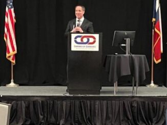 Texas state comptroller Glenn Hegar speaking at the Bryan/College Station chamber of commerce economic outlook conference, January 23 2025.