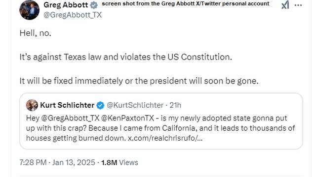 Screen shot from the Greg Abbott personal X/Twitter account.