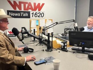 (L-R) Texas agriculture commissioner Sid Miller visiting with WTAW's Bill Oliver on January 7, 2025.