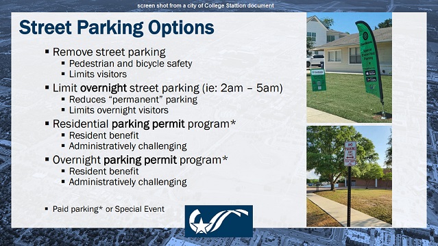 Screen shot from a city of College Station document.