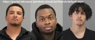 Photos of (L-R) Deandre Krenek, Tyresse Clark, and Kabrian Orosco from https://portal-txbrazos.tylertech.cloud/JailSearch/default.aspx
