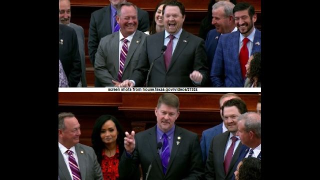 Screen shots of (top) Paul Dyson and (bottom) Trey Wharton from house.texas.gov/videos/21924