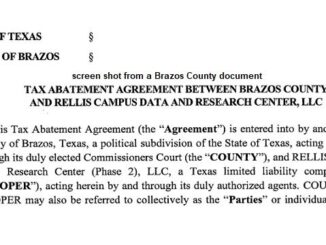 Screen shot from a Brazos County document.