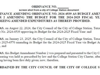 Screen shot from a city of College Station document.