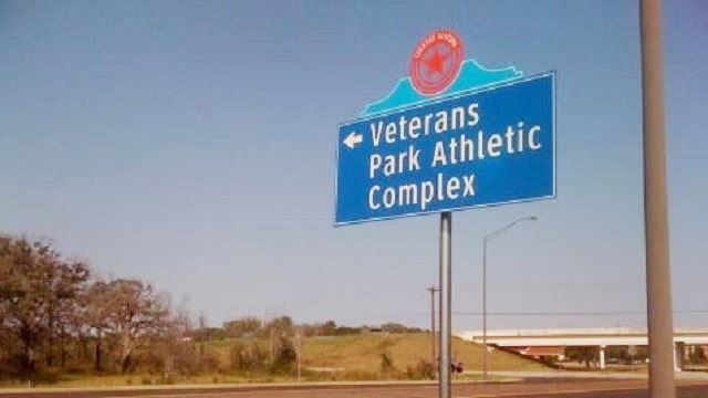 Photo of a wayfinding sign in College Station was taken September 22, 2012.