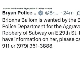 Screen shot from the Bryan police X/Twitter account.