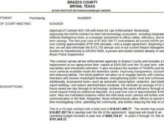 Screen shot from the brazoscountytx.gov website.