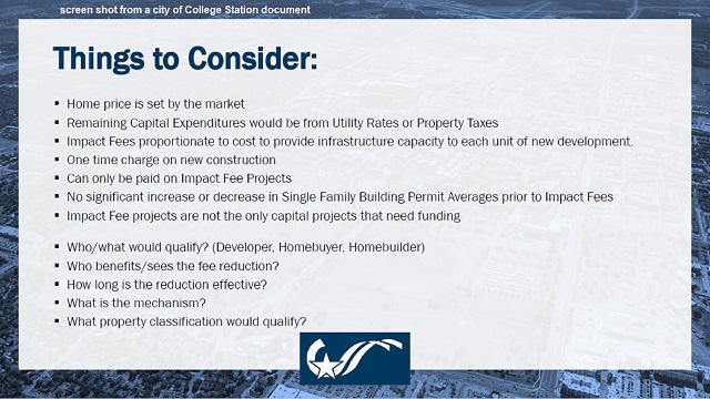 Screen shot from a city of College Station document.