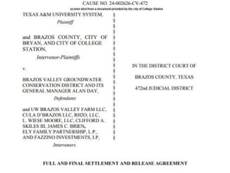 Screen shot from a document provided by the city of College Station.