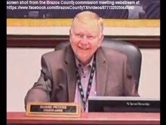Screen shot of Duane Peters from the June 15, 2021 Brazos County commission meeting webstream at https://www.facebook.com/BrazosCountyTX/videos/877132929564