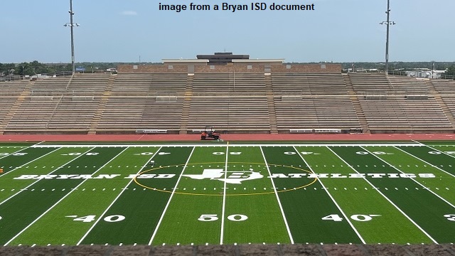Bryan ISD photo of the new artificial turf at Merrill Green stadium.