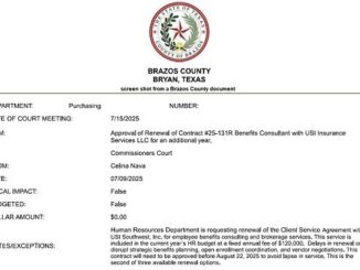 Screen shot from a Brazos County document.