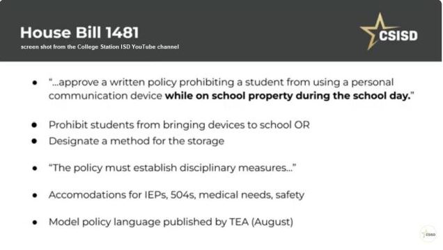 Screen shot from the College Station ISD YouTube channel.