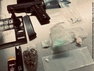 Photo from the College Station police department's Facebook page of contraband that was seized following a traffic stop on July 19, 2025.