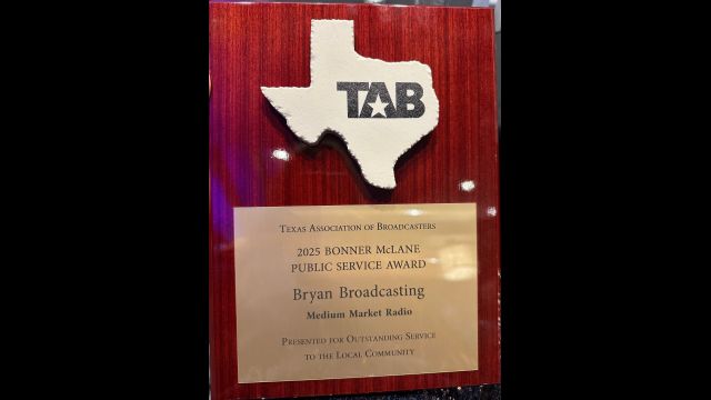 Bryan Broadcasting's Bonner McLane Award that was received August 7, 2025.