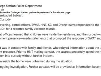 Screen shot from the College Station police department's Facebook page.