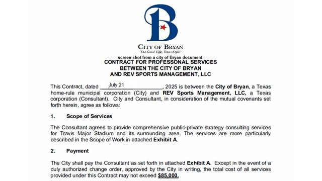Screen shot from a city of Bryan document.