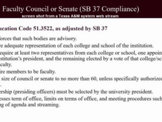 Screen shot from a Texas A&M system web stream.
