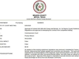 Screen shot from a Brazos County document.