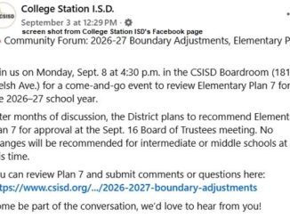 Screen shot from College Station ISD's Facebook page.