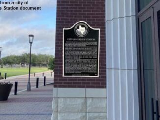 Image from a city of College Station document showing the location of a future state historical marker.